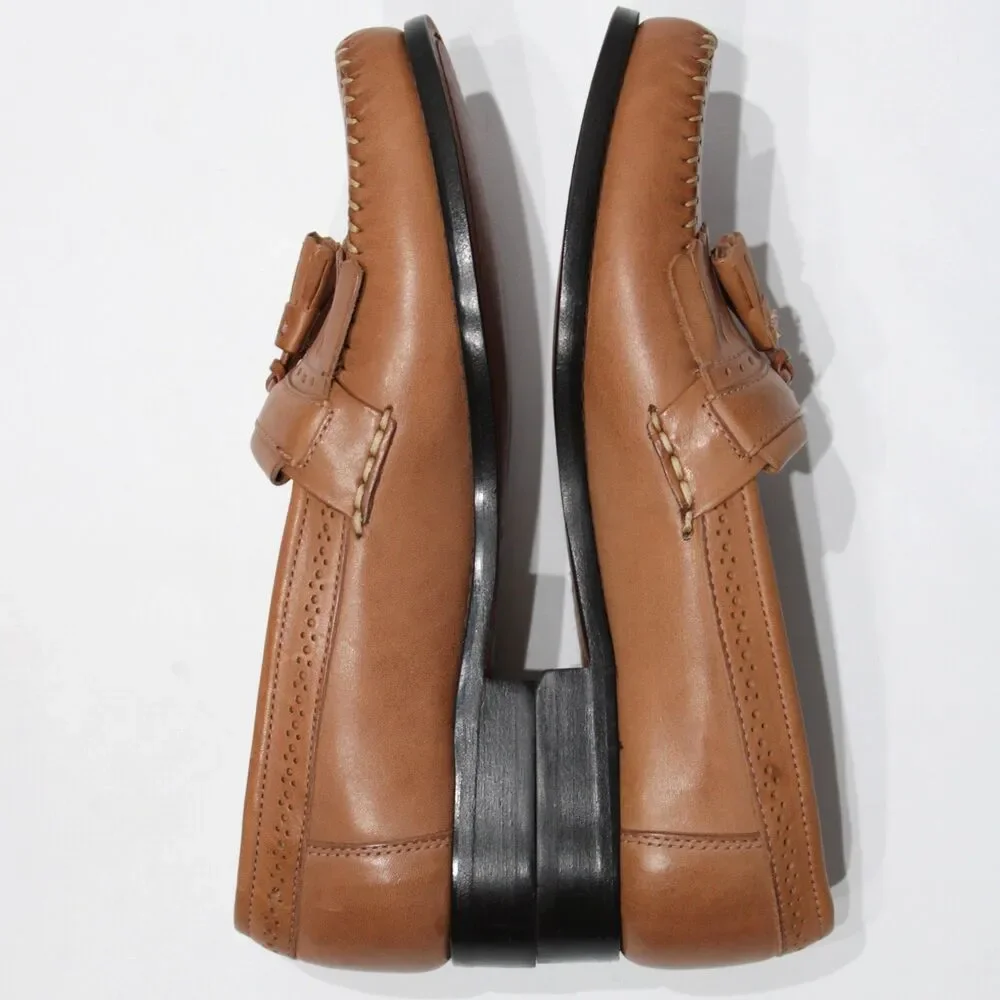 New Without Box Bass Jeremy Moc Toe Brown Leather Tasseled Loafer Men Size 9.5D